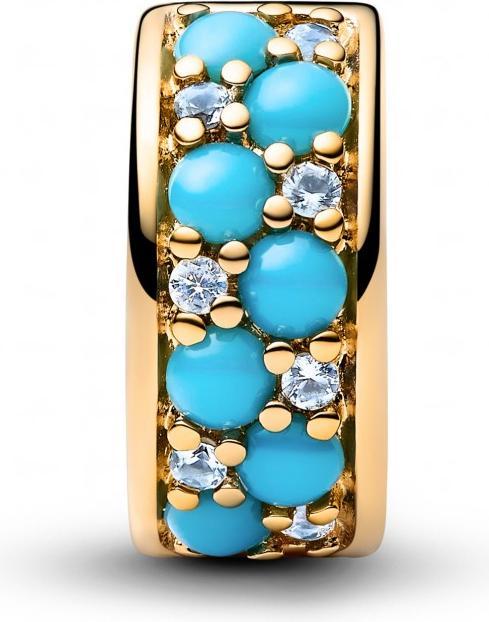 Image du produit Pandora Charm Clip Bleu Aqua (Plaqué or, Acier inoxydable)