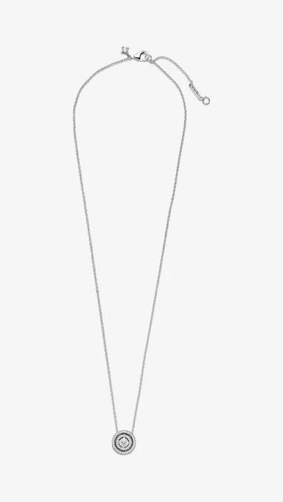 Actual product image Pandora Sparkling Double Halo Necklace (Sterling silver 925, 45 cm)