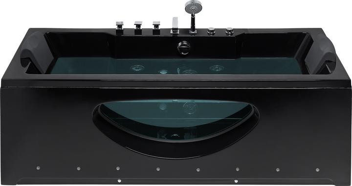 Actual product image Beliani Whirlpool bath black rectangular with LED 180 x 80 cm HAWES (235 l, 80 cm)