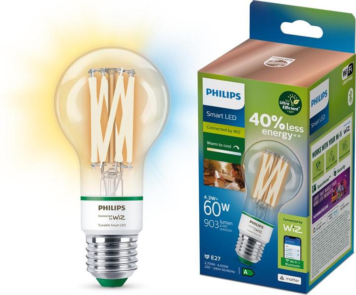 Actual product image WiZ Filament lamp (E27, 4.30 W, 903 lm, 1 x, A)