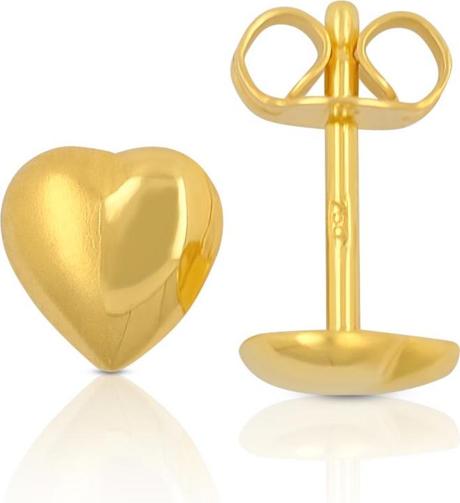 Muau Stud earrings heart yellow gold 750, 6mm (750/18K Gelbgold)
