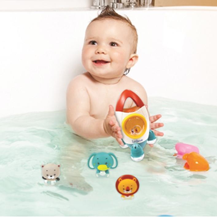 Immagine prodotto Lexibook Set di giocattoli da bagno a forma di razzo spaziale con 3 animali comprimibili