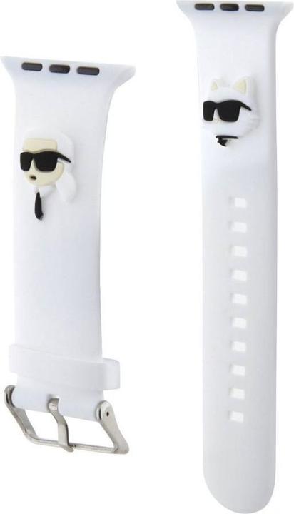 Image du produit Karl Lagerfeld Pasek KLAWMSLKCNH Apple Watch 38/40/41mm biały/white strap 3D Rubber Karl&Choupette H (Silicone, Acier)