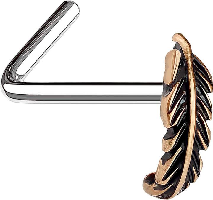 Star Piercing Nasenstecker gewinkelt rosegold Blatt (ohne Messing, Chirurgenstahl 316L)