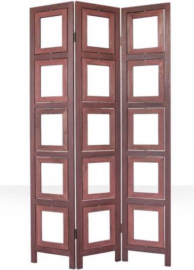 Image du produit Homestyle4u Paravent 3 cases Cloison de séparation en bois marron Photo Wall