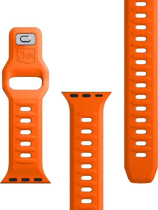 Actual product image 3MK Silicone Watch Strap pomarańczowy/ orange dla Apple Watch 38/40/41mm (Silicone, Stainless steel, 3, 4, 9, Extremist)