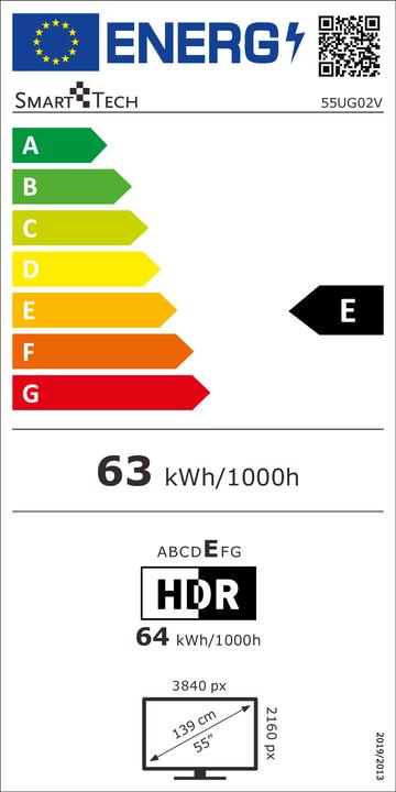Label énergétique Smart Tech 55UG02V 55" 2V Led Tv (55", QLED, 4K)