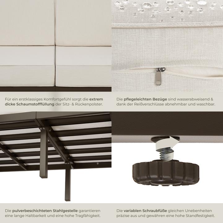 Immagine prodotto tectake Set lounge da giardino Comosa per 6 persone, imbottitura XXL