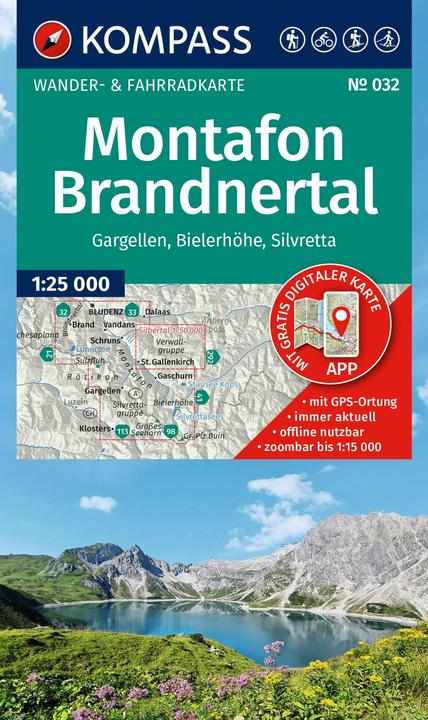 Actual product image Wanderkarte 032 Montafon, Brandnertal, Gargellen, Bielerhöhe, Silvretta 1:25.000