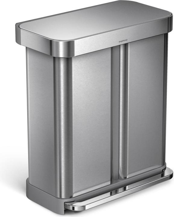 Simplehuman Poubelle double 58 l, argent brossé (58 l)