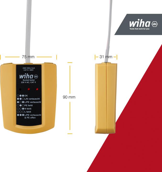Produktbild Wiha Steckdosentester (CAT II 300V)