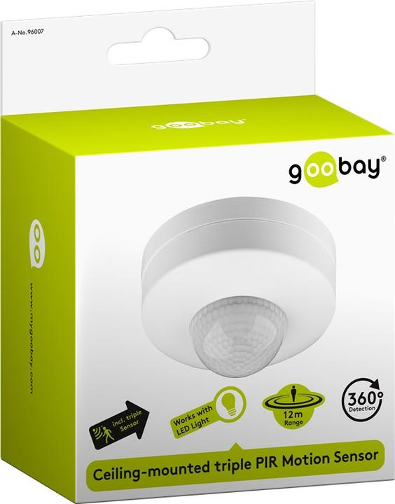 Immagine prodotto Goobay Rivelatore di movimento PIR a soffitto, a parete (12 m)