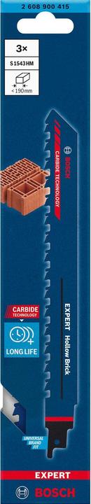 Produktbild Bosch Professional Zubehör EXPERT ‘Hollow Brick’ S 1543 HM Säbelsägeblatt, 3 Stück