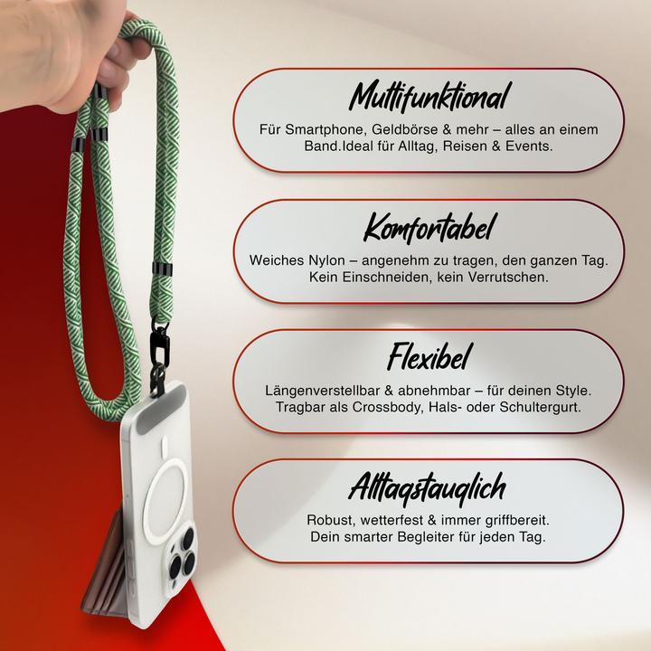 Produktbild Nalia HoldMe Lanyard Handykette - Universal Trageband für Smartphones - Verstellbar, Soft & Elastisch