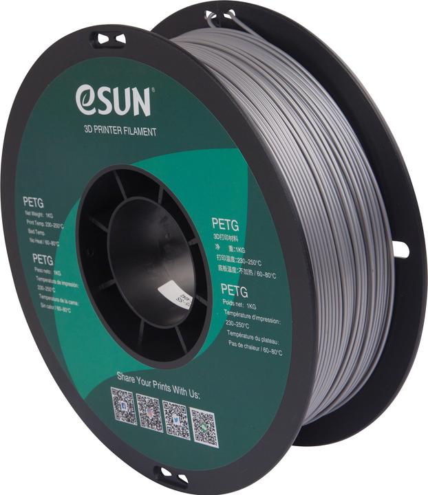 Immagine prodotto eSUN Filamento 3D PETG 1,75 mm argento massiccio 1 kg (PETG, 1.75 mm, 1000 g, Grigio)