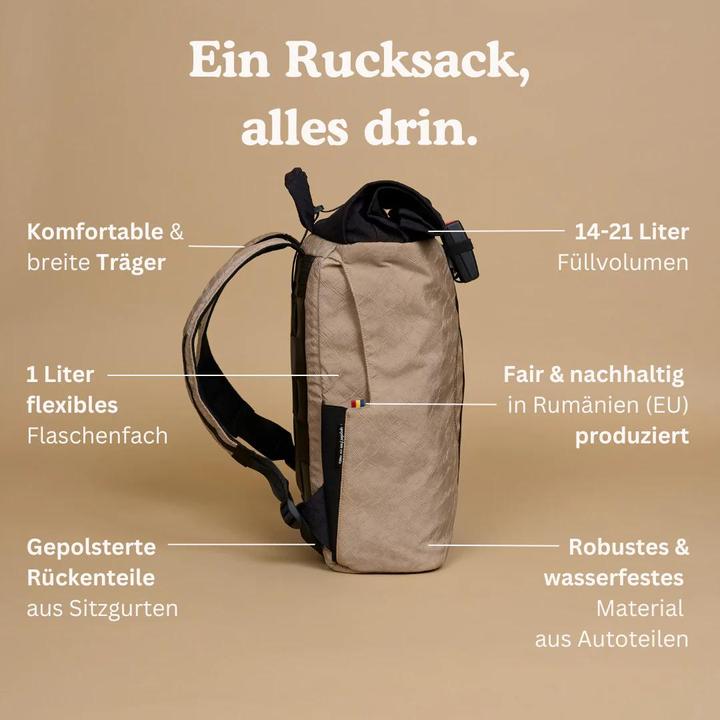 Image du produit Airpaq Rolltop Noir - Rouleau gris Bina visage 3.0 (21 l)