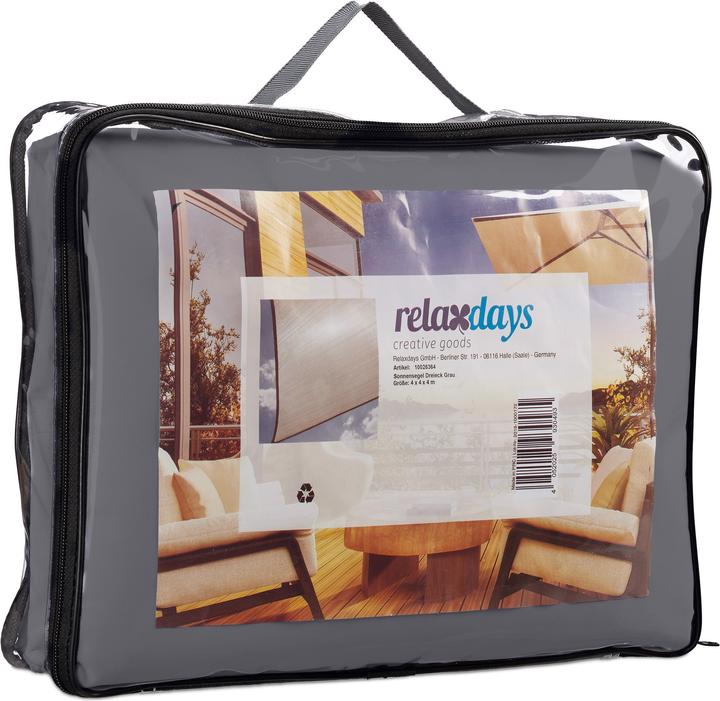 Actual product image Relaxdays Grey Triangular Shade Sail (400 x 340 x 0.5 cm)