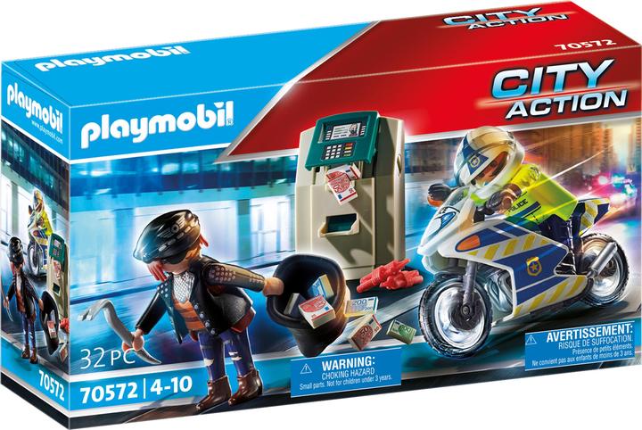 Actual product image Playmobil Police motorbike: pursuit of the money robber (70572, Playmobil City Life)