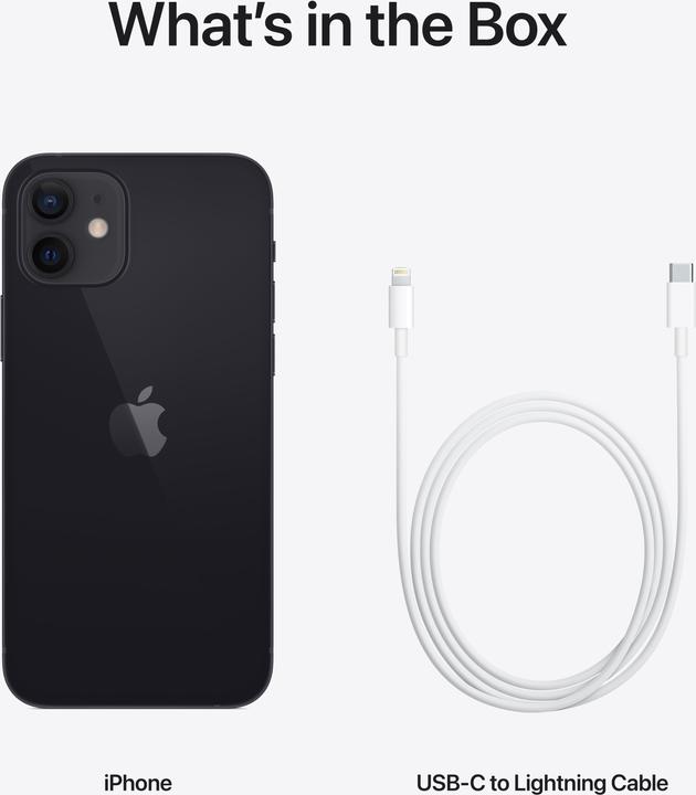 Produktbild Apple iPhone 12 (128 GB, Black, 6.10", SIM + eSIM, 12 Mpx, 5G)