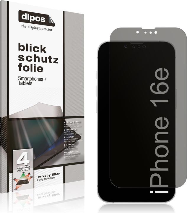 Image du produit Dipos Privacy Film de Protection d’écran 4-Way (1 pièce(s), Apple iPhone 16e)