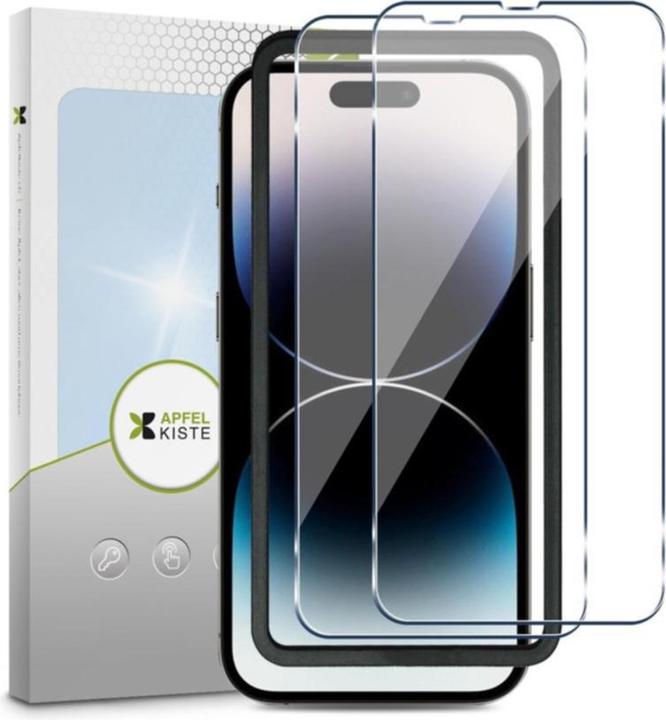 Actual product image Apfelkiste - Panzer Glas Displayschutzfolie mit Montagerahmen (2er Set) (2 Piece, Apple iPhone 14 Pro Max)