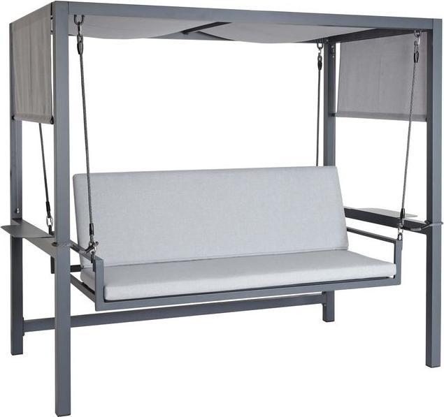 Actual product image Mendler Aluminium Hollywood Swing HWC-L47, reclining function, 195x221x131cm upholstery grey