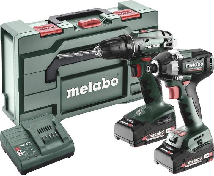 BS 18 cordless drill/driver, SSD 18 LT 200 BL cordless impact wrench, 2 Li-Power battery packs (18 V/2.0 Ah), SC 30 charger, MetaBOX 145 L