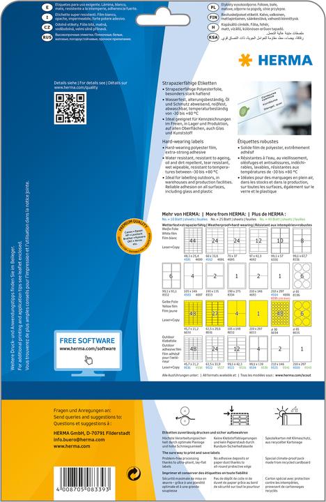 Actual product image HERMA Weatherproof labels A4