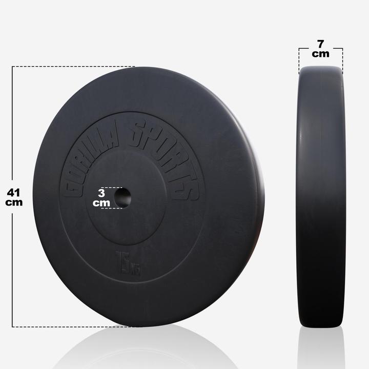 Immagine prodotto Gorilla Sports Set di bilancieri (4 x 1,25 kg, 4 x 2,5 kg, 2 x 5 kg, 2 x 10 kg, 2 x 15 kg)