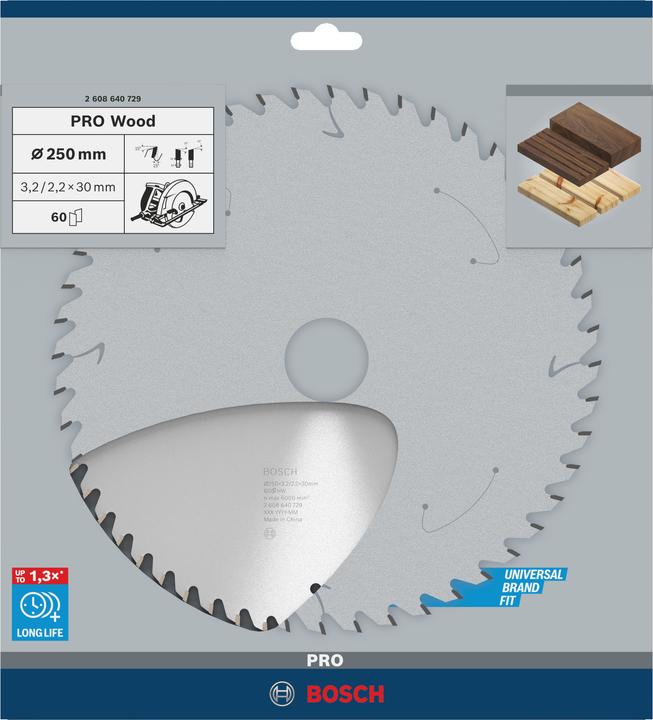 Produktbild Bosch Professional Zubehör PRO Wood Kreissägeblatt, 250 x 3.2 x 30 mm