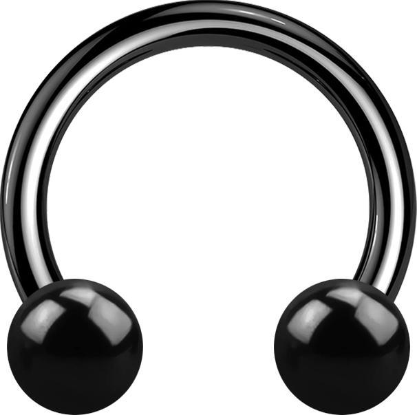 Actual product image Star Piercing Micro Circular Barbell black with two balls (without brass, Surgical steel 316L)
