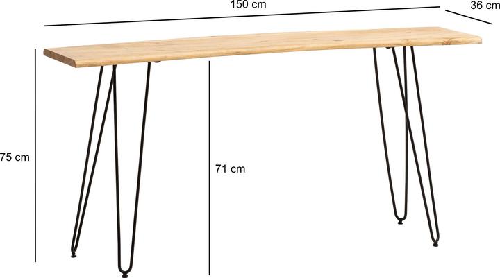 Actual product image FineBuy Console table sideboard 150 cm solid wood tree edge modern (150 x 75 x 35 cm)