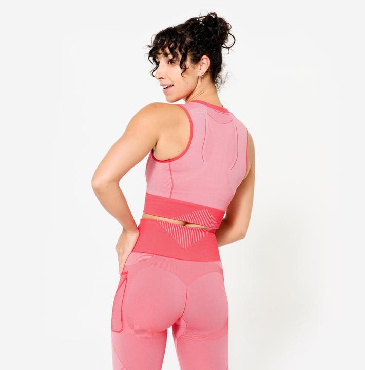Produktbild Domyos Crop Top Damen seamless - rot/rosa (S)