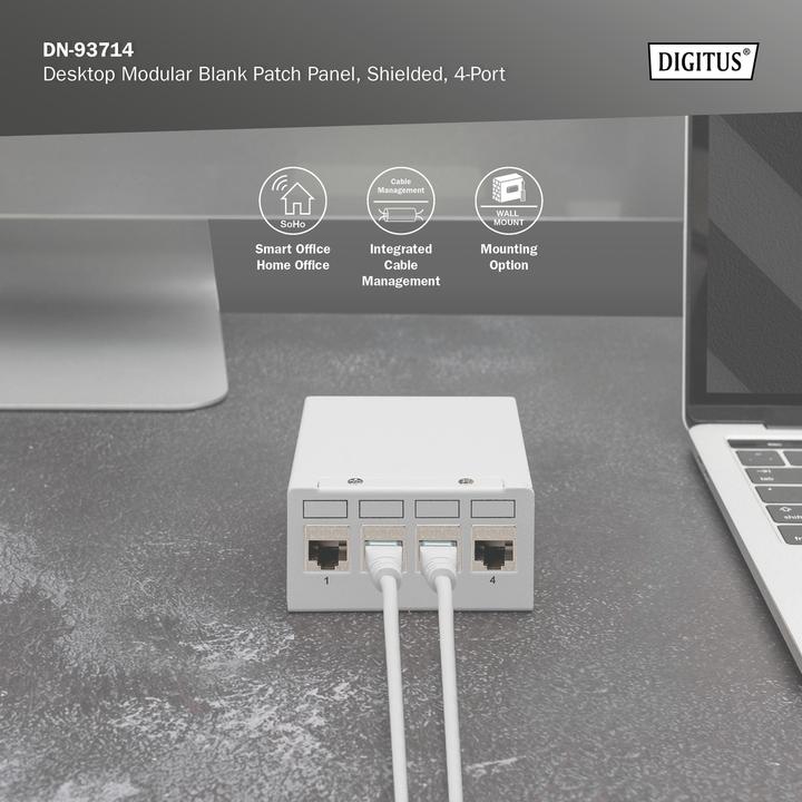 Actual product image Digitus Desktop Modular Blank Patch Panel, shielded, 4-port