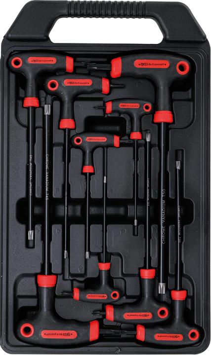 BGS T-Handle L-Type Wrench Set T-Star tamperproof (for Torx) T10 - T50 9 pcs. (T-section)