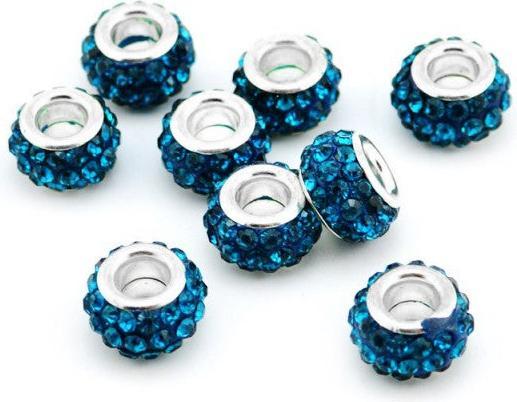 Produktbild Hermex Strass Bead versilbert 925 - Silbrig Türkis (Silber 925, robuste Metallegierung)