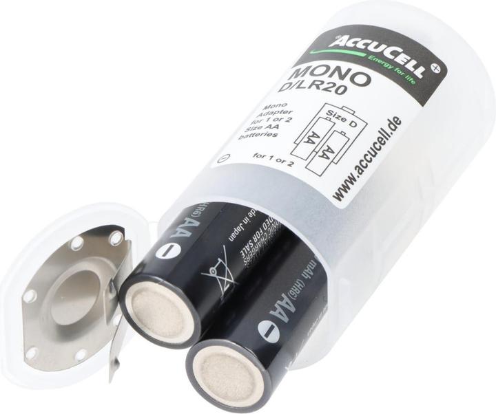 Actual product image Panasonic Mono 5000mAh consisting of 1x AccuCell Adapter D and 2x eneloop pro AA (1 pcs., D, 2500 mAh)