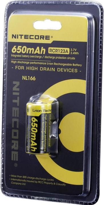 Image du produit Nitecore Batterie Li-Ion Type 16340 - NL166