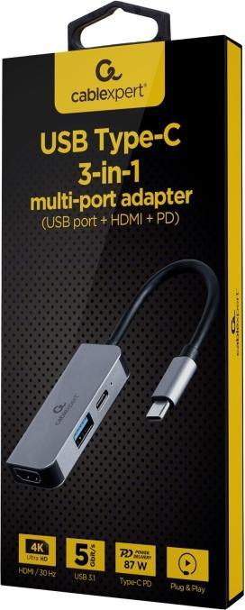 Actual product image Gembird Multi Port Adapter USB Type C (USB-C, 3 Ports)