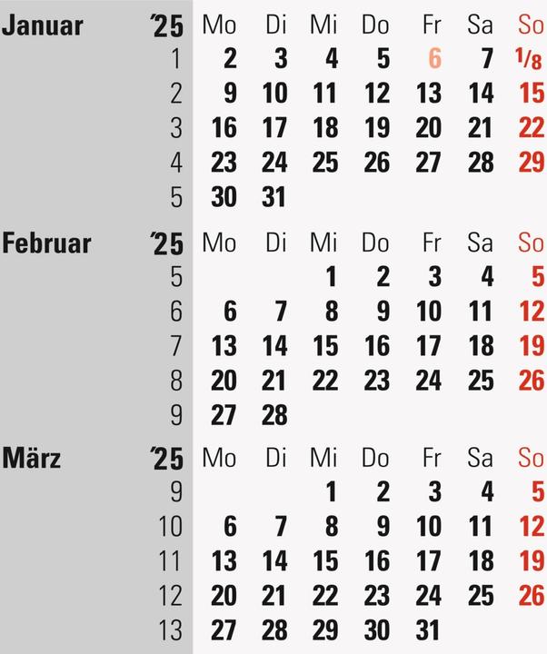 Nährwerte und Zutaten Rido Idé 3-Monats-Tischkalender (2025) (Deutsch)
