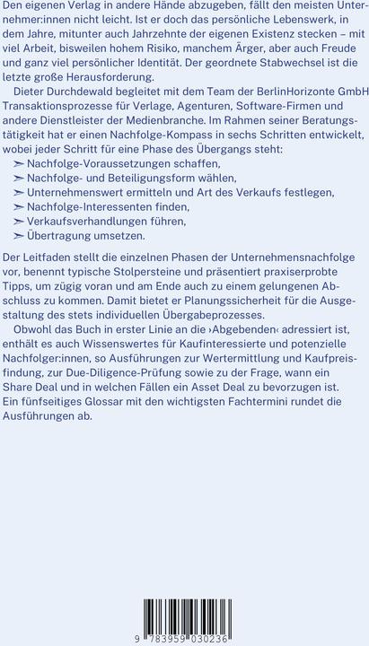 Image du produit Unternehmensnachfolge in Verlagen (Allemand, Anja Krauss, Ralf Alkenbrecher, Dieter Durchdewald, Inci Bürhaniye, 2024)