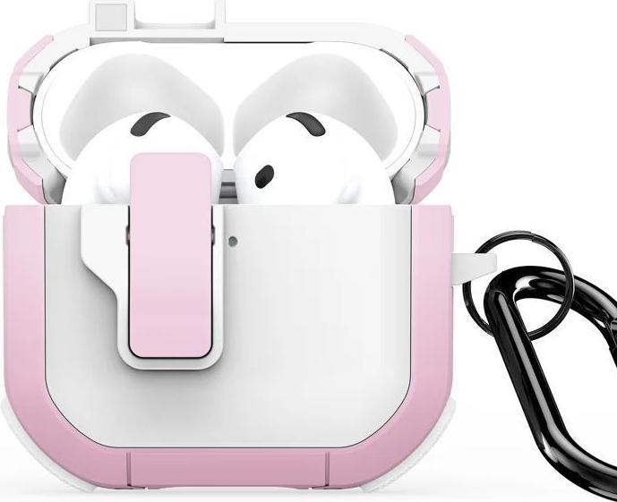 Dux Ducis Headphone case - AirPods 4 PECP Series PC+TPU Cover with Hook White Pink (Hoes voor oplaadkoffer)