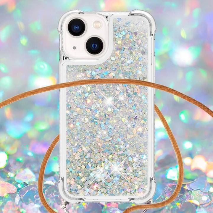 Produktbild Cover-Discount iPhone 15 Plus - Glitzer Hülle mit Umhängeband weiss (Apple iPhone 15 Plus)