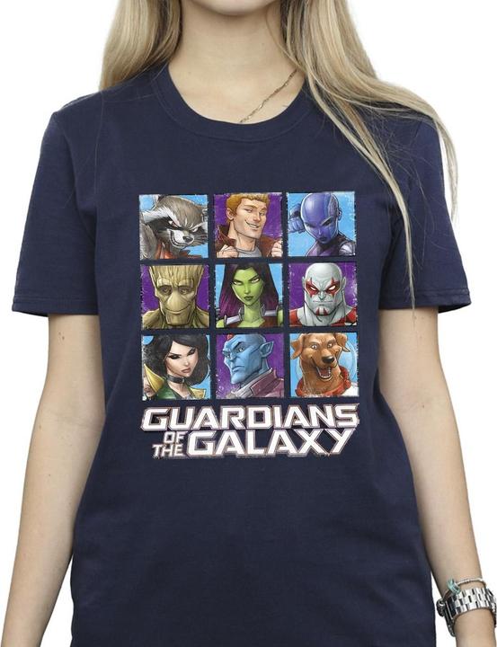 Actual product image Guardians of the Galaxy Womens/Ladies Character Squares Cotton Boyfriend T-Shirt (S)