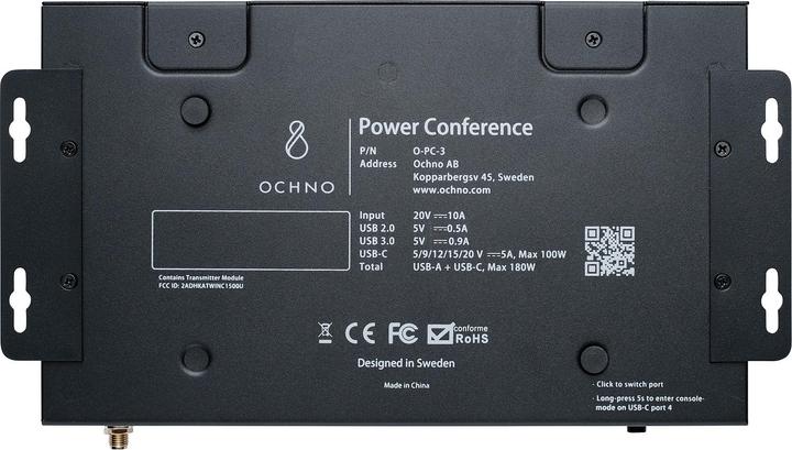 Produktbild Ochno O-PC-3 - Power Conference main unit, 4x USB-C with HDMI 2.0 and USB 3.0 pass-through (4 Ports)