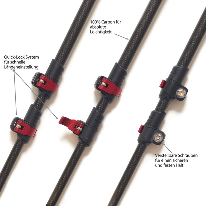 Produktbild Steinwood Carbon Nordic Walking Stöcke verstellbar mit Teleskop und Klemmverschluss mit extra Gummipuffer (135 cm)