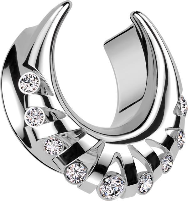 Image du produit Star Piercing selle argent rayons avec cristaux argent (Acier chirurgical 316L)