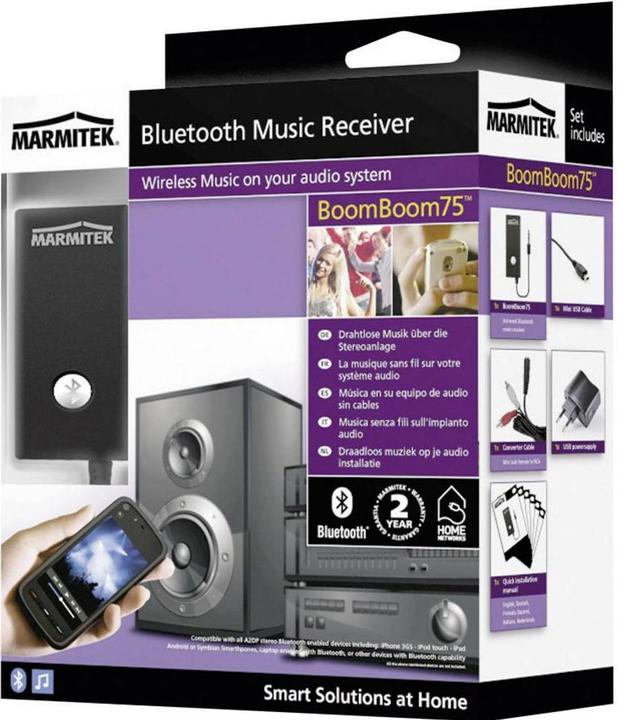 Image du produit Marmitek BoomBoom 75, récepteur de musique Bluetooth avec batterie rechargeable (Récepteur)