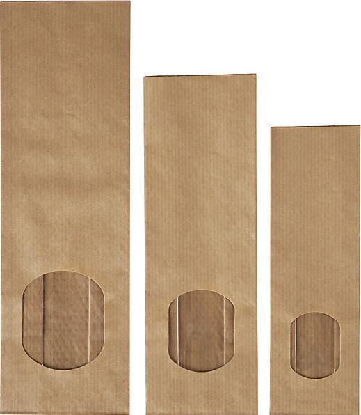 Actual product image kaiserkraft Box bottom bag with see-through panel, made of kraft paper, OPP, LxW 250 x 80 (500 Piece)