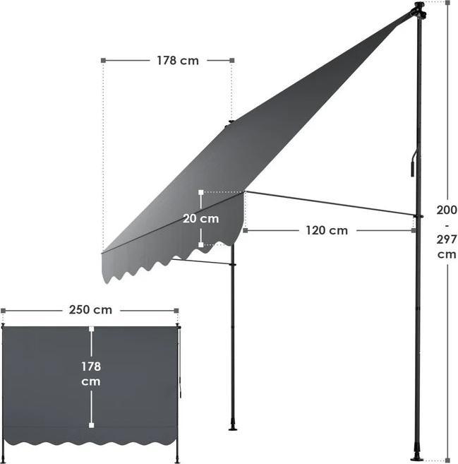 Immagine prodotto Juskys Klemmmarkise Kapstadt (2.50 m)